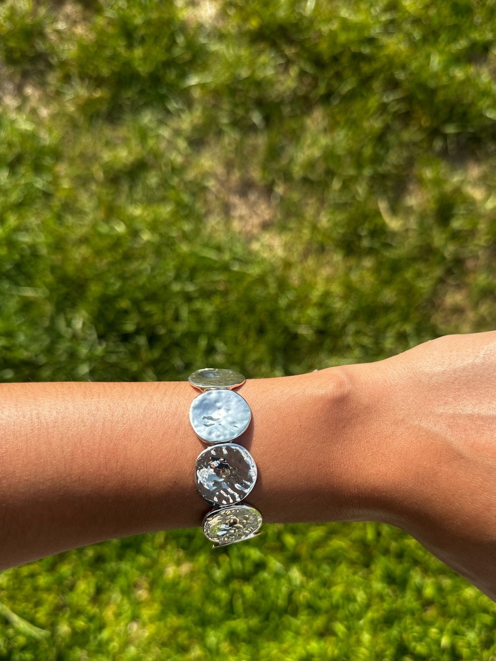 Hammered Silver Disc Bracelet